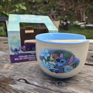 Disney Stitch Ceramic Bowl with Chop Sticks